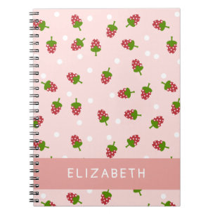 Roze aardbei Kawaii Girly Cute Aesthetic Pastel Notitieboek