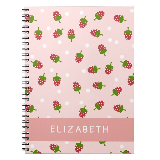 Roze aardbei Kawaii Girly Cute Aesthetic Pastel Notitieboek (Voorkant)