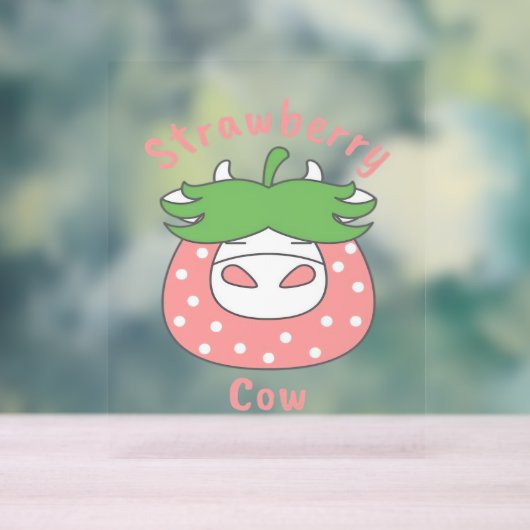 Roze Aardbei Koe Classic T-shirt Acryl Bord (Neutraal)