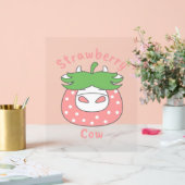 Roze Aardbei Koe Classic T-shirt Acryl Bord (Huwelijk)