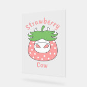 Roze Aardbei Koe Classic T-shirt Acryl Bord (Hoek)