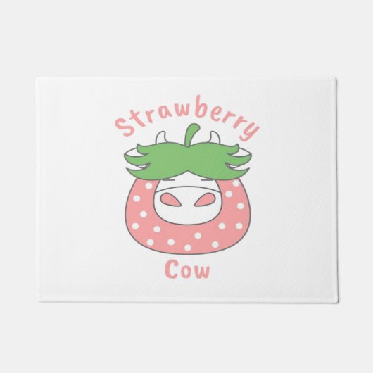Roze Aardbei Koe Classic T-shirt Deurmat (Voorkant)