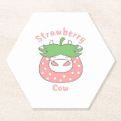 Roze Aardbei Koe Classic T-shirt Kartonnen Onderzetters (Voorkant)