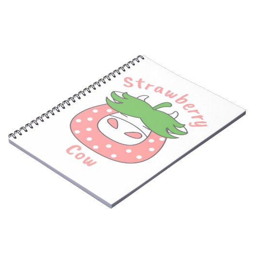 Roze Aardbei Koe Classic T-shirt Notitieboek (Linkerzijde)
