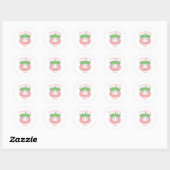 Roze Aardbei Koe Classic T-shirt Ronde Sticker (Vel)