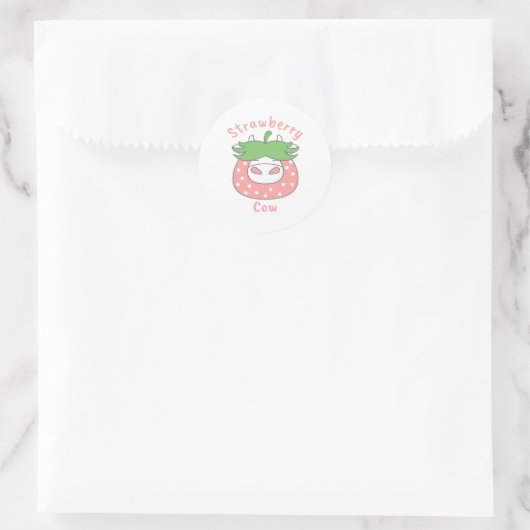 Roze Aardbei Koe Classic T-shirt Ronde Sticker (Tas)