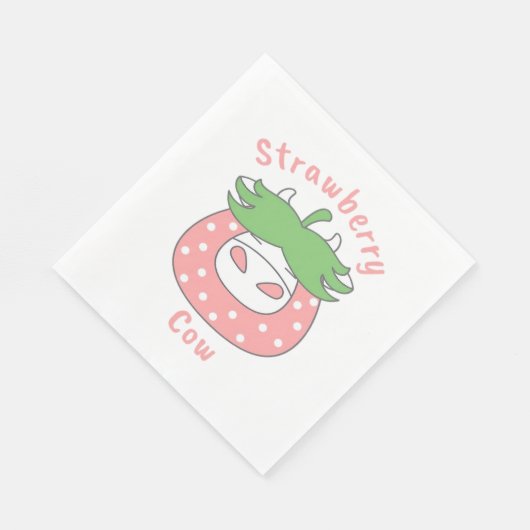 Roze Aardbei Koe Classic T-shirt Servet (Hoek)
