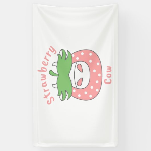 Roze Aardbei Koe Classic T-shirt Spandoek (Verticaal)