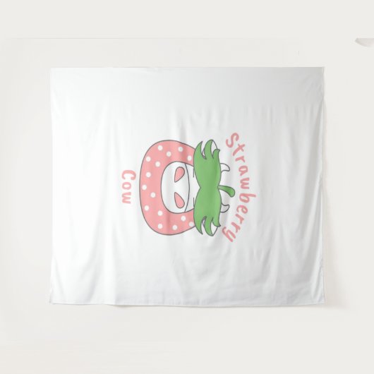 Roze Aardbei Koe Classic T-shirt Wandkleed (Voorkant (horizontaal))