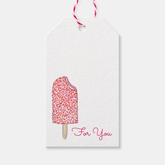 Roze aardbei Korstaart Ice Cream Popsiam Sweet Cadeaulabel (Voorkant)