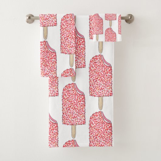 Roze aardbei Korstaart Ice Cream Popsicle Pop Bad Handdoek (Insitu)