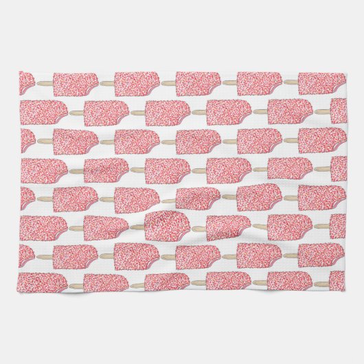 Roze aardbei Korstaart Ice Cream Popsicle Pop Theedoek (Horizontaal)