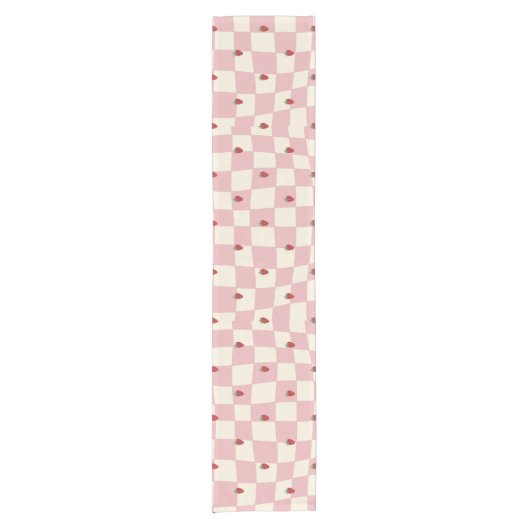 roze aardbei korte tafelloper (Voorkant)