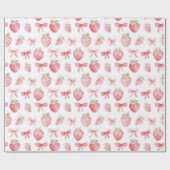Roze aardbei lint inpakpapier Coquette (Vlak)