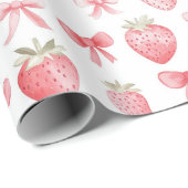 Roze aardbei lint inpakpapier Coquette (Rol Hoek)