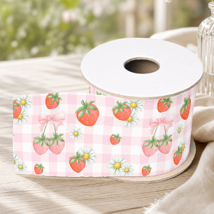 Roze aardbei madeliefje Coquette Grosgrain Lint