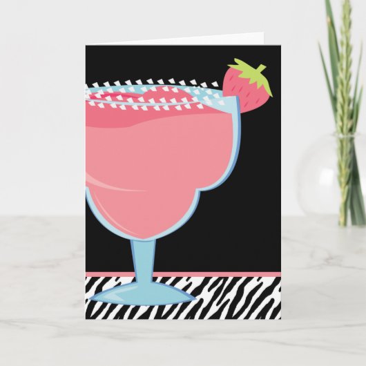 Roze Aardbei Margarita Drink Kaart (Voorkant)