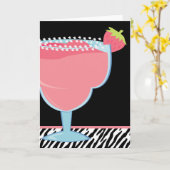 Roze Aardbei Margarita Drink Kaart (Gele Bloem)