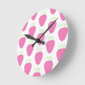 Roze Aardbei Minimalistische Waterverf Fruit Ronde Klok (Hoek)