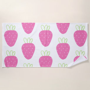 Roze Aardbei Minimalistische Waterverf Fruit Strandlaken