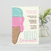 Roze aardbei Mint Ice Cream Summer Party nodigt ui Kaart (Staand voorkant)
