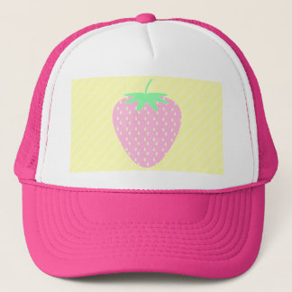 roze aardbei op gele strepen. trucker pet