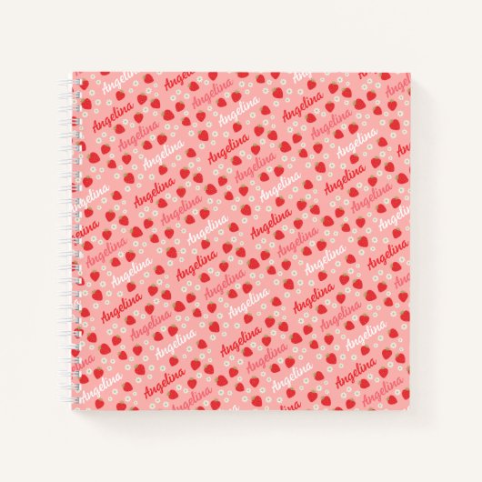 Roze aardbei op maat notitieboek (Voorkant)