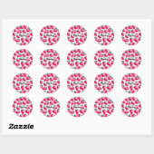 Roze aardbei op witte achtergrond ronde sticker (Vel)
