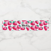 Roze aardbei op witte achtergrond waterfles etiket (Enkel label)