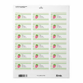 Roze aardbei; pastelgroene strepen etiket (Full Sheet)