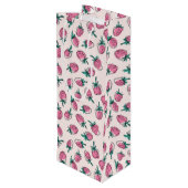 Roze aardbei patroon wijn cadeautas (Achterkant Gekanteld)