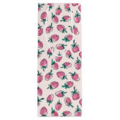 Roze aardbei patroon wijn cadeautas (Achterkant)