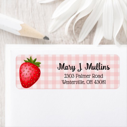 roze aardbei | Pink Gingham Etiket (Insitu)