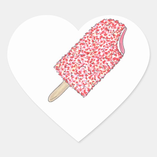 Roze aardbei Popsicle Valentijnsdag Ice Cream Hart Sticker (Voorkant)