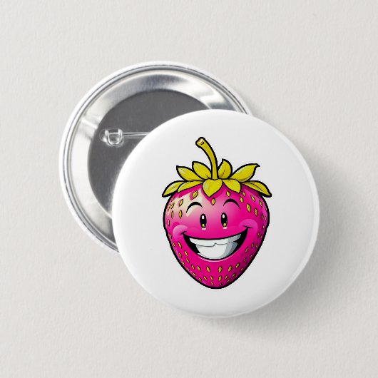 Roze aardbei ronde button 5,7 cm (Voorkant /achterkant)