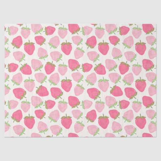 Roze Aardbei Schattig en Fruitig Tissuepapier (Voorkant)