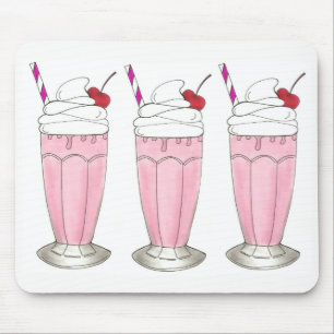Roze aardbei Schud Ice Cream Milkshake Foodie Muismat