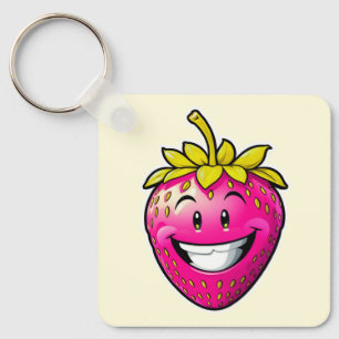 Roze aardbei sleutelhanger