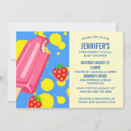 Roze aardbei Sociaal Baby shower Kaart