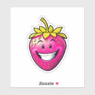 Roze aardbei sticker