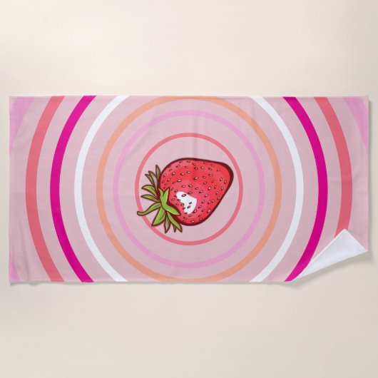 Roze Aardbei Strandlaken (Voorkant)