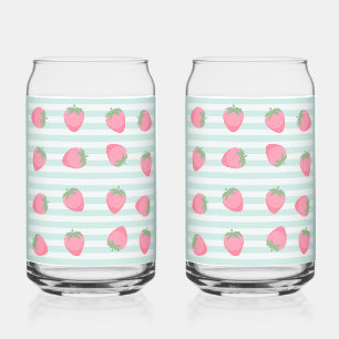Roze Aardbei Strepen Blikvorm Glas