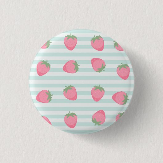 Roze Aardbei Strepen Ronde Button 3,2 Cm (Voorkant)