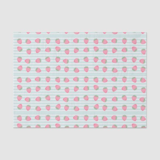 Roze Aardbei Strepen Tissuepapier (Voorkant)