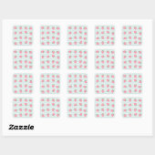 Roze Aardbei Strepen Vierkante Sticker (Vel)