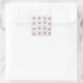 Roze Aardbei Strepen Vierkante Sticker (Tas)