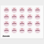 Roze aardbei strik bedankt bakkerij sticker (Vel)