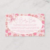 Roze Aardbei Sweet Book voor Baby Girl Shower Informatiekaartje (Voorkant)