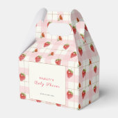 Roze Aardbei Sweet Gingham Baby shower Bedankdoosjes (Achterkant)