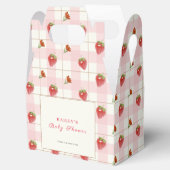 Roze Aardbei Sweet Gingham Baby shower Bedankdoosjes (Geopend)